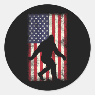 Patriot Bigfoot Sasquatch Liebe Usa American Flag  Runder Aufkleber