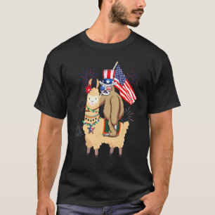 Patriot Faultier reitet Lama Amerikanische Flagge  T-Shirt