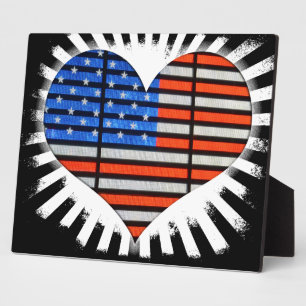 Patriot Heart American Flag Fotoplatte