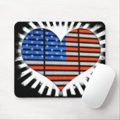 Patriot Heart American Flag Mousepad (Mit Mouse)