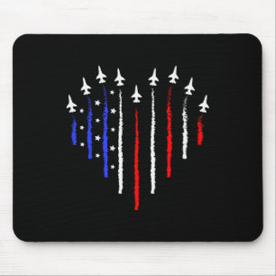 Patriot July 4. Fighter Jets Airplane USA Flag Ki Mousepad