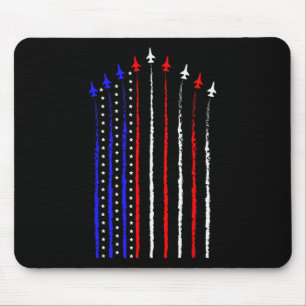 Patriot July 4. Fighter Jets Airplane USA Flag Ki Mousepad