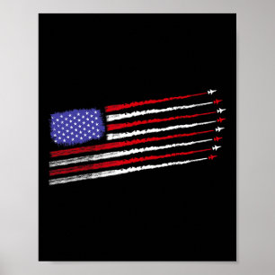 Patriot July 4. Fighter Jets Airplane USA Flag Ki Poster