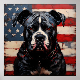 Patriot Pitbull mit amerikanischer Flagge 4. Juli Poster