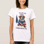 Patriot Pup US Flagge Independence Day T-Shirt (Vorderseite)