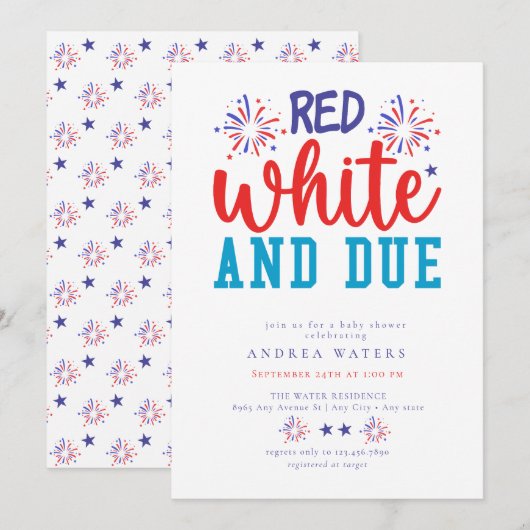 Patriot Red White Blue | Einladungen für Babydusch (Vorne/Hinten)