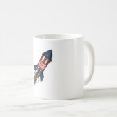 Patriot Rocket 4. Juli Vintage Feuerwerk Design Kaffeetasse (VorderseiteRechts)