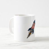 Patriot Rocket 4. Juli Vintage Feuerwerk Design Kaffeetasse (Vorderseite Links)