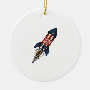 Patriot Rocket 4. Juli Vintage Feuerwerk Design Keramik Ornament