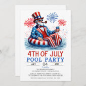Patriot rot und blau 4. Juli Pool Party Einladung (Vorne/Hinten)