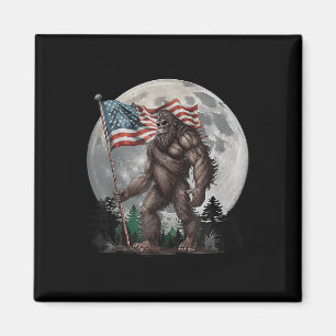 Patriot Sasquatch Bigfoot Merica Us Flag Moon 4. Magnet