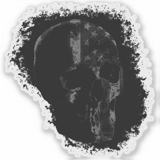 PATRIOT SKULL Black Gray Aufkleber (Vorderseite)