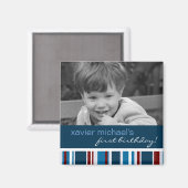 Patriot Stripe Birthday Foto Magnet (Vorderseite/Rückseite)
