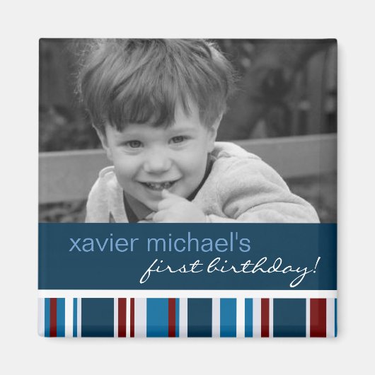 Patriot Stripe Birthday Foto Magnet (Vorne)