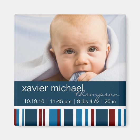 Patriot Stripes Baby Boy Foto Magnet (Vorne)