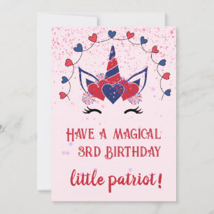 Patriot unicorn funkeln Geburtstagskarte, Einladung