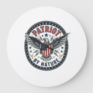 Patriot Von Natur Aus Patriotisch Kühnes Patriotis Große Wanduhr