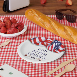 Patrioter Gott segne Amerika Red White Blue Jagd Pappteller