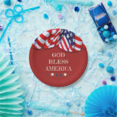 Patrioter Gott segne Amerika Rotes Blaues Jagdtier Pappteller (Party)