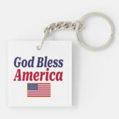 Patrioter Gott segne Amerika Schlüsselanhänger (Rückseite)