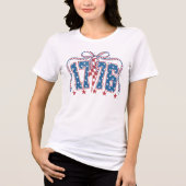 Patriotic 1776 Stars Streifen Coquette Bow Tri-Blend Shirt (Vorderseite)