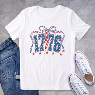 Patriotic 1776 Stars Streifen Coquette Bow Tri-Blend Shirt