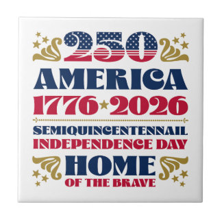 Patriotic 250 America Typografy Keramik Tile Fliese
