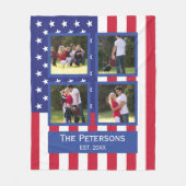 Patriotic 4 Foto Collage American Flag Monogramm Fleecedecke (Vorderseite)