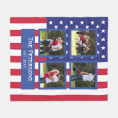 Patriotic 4 Foto Collage American Flag Monogramm Fleecedecke (Vorderseite (Horizontal))