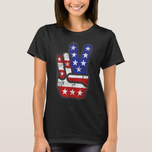 Patriotic 4. Juli American US Flag Peace Sign T-Shirt