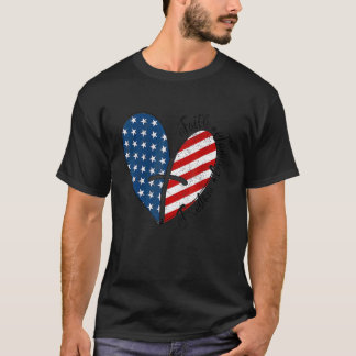Patriotic 4. Juli Amerikanische Flagge Herz Faith  T-Shirt