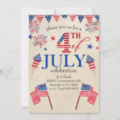 Patriotic 4. Juli auf Pergament Einladung (Vorderseite)
