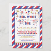 Patriotic 4. Juli Baby Dusche Red White and Due Einladung (Vorderseite)