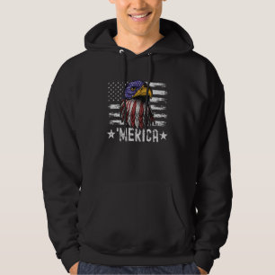 Patriotic 4. Juli Bald Eagle American Flag Mer Hoodie