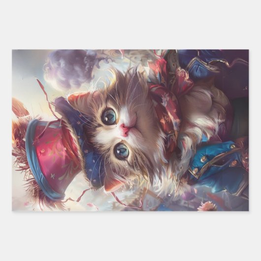 Patriotic 4. Juli Cats Decoupage Geschenkpapier Set (Vorderseite 2)