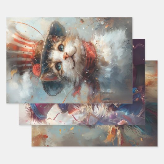 Patriotic 4. Juli Cats Decoupage Geschenkpapier Set (Set)