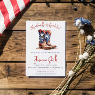 Patriotic 4. Juli, Cowgirl Boots Brautparty Einladung