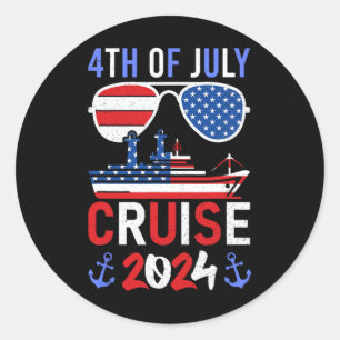 Patriotic 4. Juli Cruise 2024 Family Squad Mat Runder Aufkleber