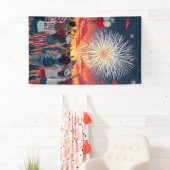 Patriotic 4. Juli Feuerwerk Celebration Crowd Banner (Insitu)