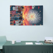 Patriotic 4. Juli Feuerwerk Celebration Crowd Banner (Messeveranstaltung)