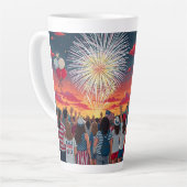 Patriotic 4. Juli Feuerwerk Celebration Crowd Milchtasse (Linke Ecke)