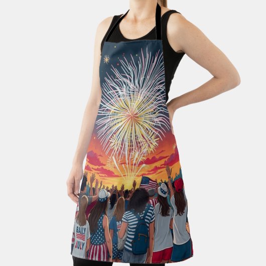 Patriotic 4. Juli Feuerwerk Celebration Crowd Schürze (InSitu)