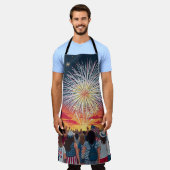 Patriotic 4. Juli Feuerwerk Celebration Crowd Schürze (Getragen)