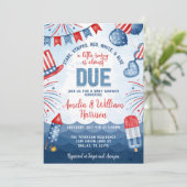 Patriotic 4. Juli Fireworks Baby Shower Einladung (Stehend Vorderseite)