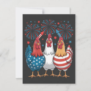 Patriotic 4. Juli Flag Chicken USA Flag Postkarte