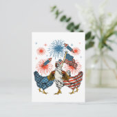 Patriotic 4. Juli Flag Chicken USA Flag Postkarte (Stehend Vorderseite)