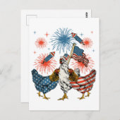 Patriotic 4. Juli Flag Chicken USA Flag Postkarte (Vorne/Hinten)