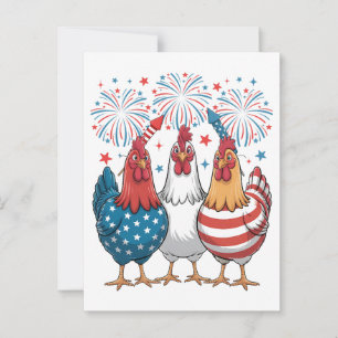 Patriotic 4. Juli Flag Chicken USA Flag Postkarte