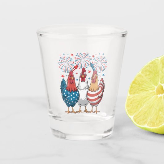 Patriotic 4. Juli Flag Chicken USA Flag Schnapsglas (Vorderseite)