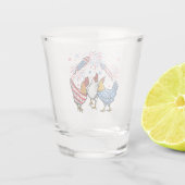 Patriotic 4. Juli Flag Chicken USA Flag Schnapsglas (Rückseite)